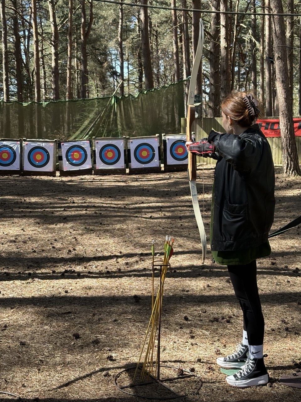 Archery range with targets in the woodland setting